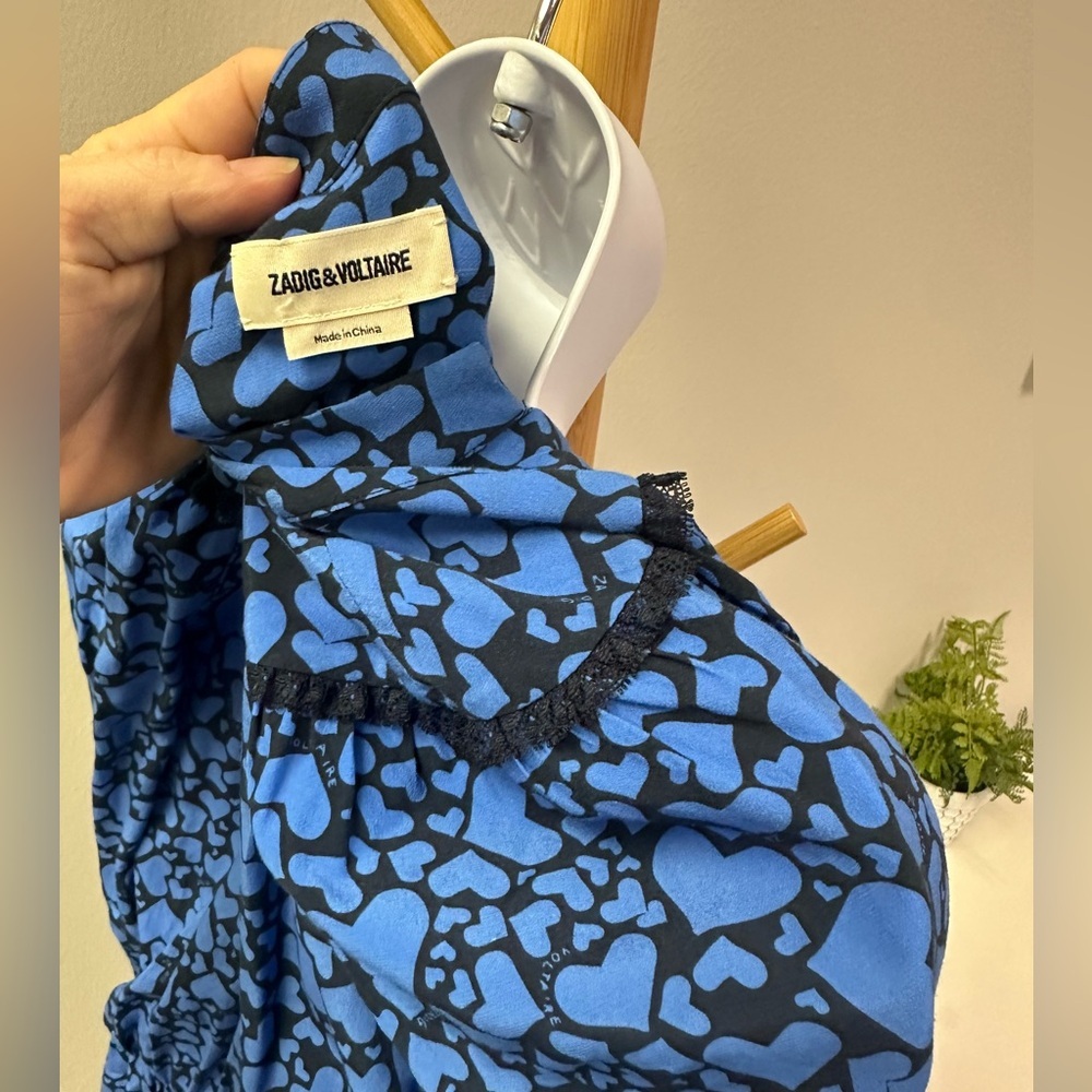 Zadig & Voltaire Reveal Print Womens Dress XS Bleuet Heart Print Boho - Picture 4 of 5